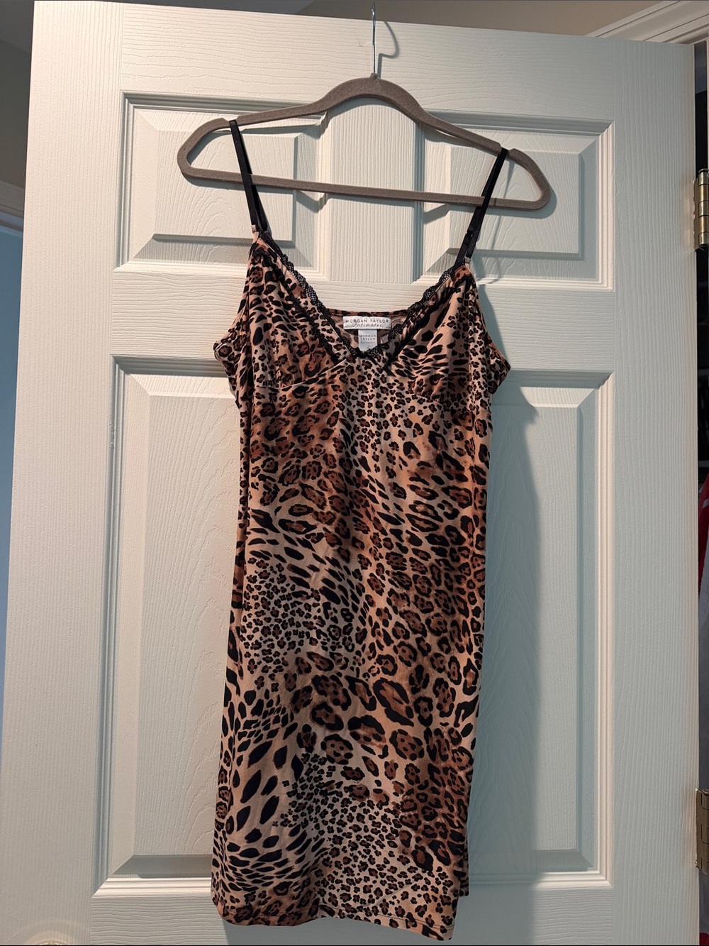 Leopard Print Satin Slip Dress - Brown & Black